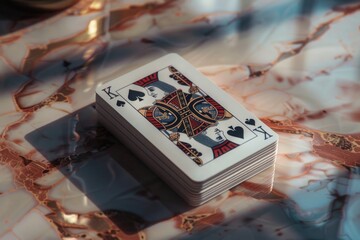 Wall Mural - A close-up view of a playing card lying on a table