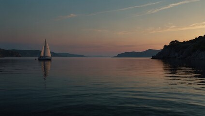 Wall Mural - sailboat at sunset