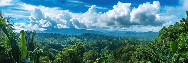 Wall Mural - jungle, cloudy blue sky -