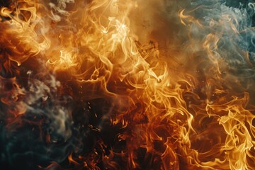 Poster - Close-up shot of flames with smoke rising