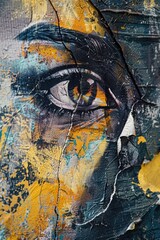 Poster - A detailed view of a woman's face from a painting, suitable for art or culture-related uses