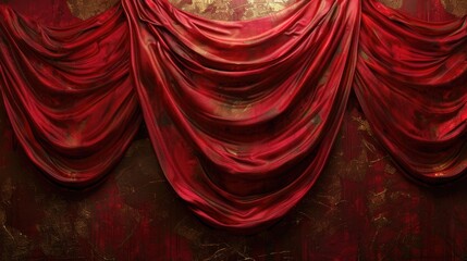 Poster - A red curtain hangs from the side of a wall, ready to be opened or closed