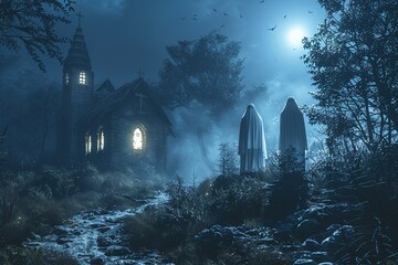 Wall Mural - Haunted Church in the Woods