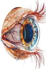 Poster - Detailed image of the human eye's blood vessels, ideal for medical or scientific illustrations