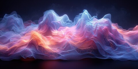 Wall Mural - Abstract Digital Landscape with Glowing, Flowing Textures