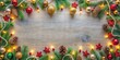 © Udomner - Christmas border vignette with decorations and lights, Christmas, border, vignette, decorations, lights, holiday, festive, red