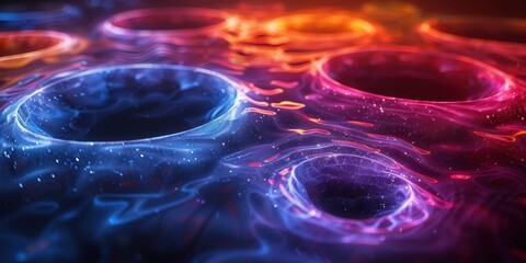Aufkleber - Abstract Swirling Blue and Orange Lights with Glowing Circles