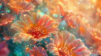 Aufkleber - Close-up of Orange Flower with Soft, Dreamy Glow and Bokeh