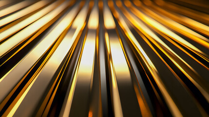 Poster - Dramatic abstract background of brilliant metallic golden rays and beams of light illuminating a shimmering lustrous and radiant textured pattern