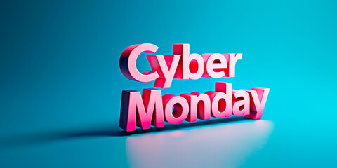 Aufkleber - Cyber Monday is a day for online shopping. A pink and blue background with the words 