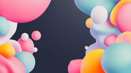 Abstract white background with pastel colorful 3D abstract background overlap layer on dark space with  balloon decoration. Modern graphic design element motion styl