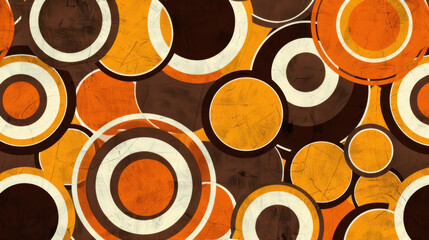 Leinwandbilder - Retro circles pattern in orange and brown