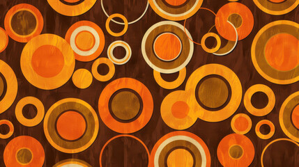 Leinwandbilder - Retro circles pattern in orange and brown