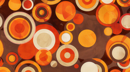 Leinwandbilder - Retro circles pattern in orange and brown