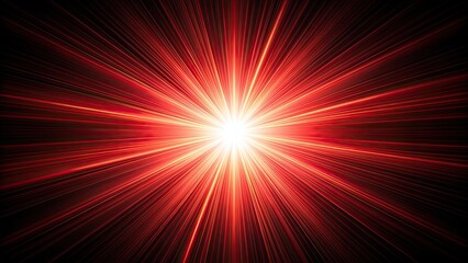 Poster - Asymmetric red light burst on black background, abstract, asymmetry, burst, glowing, vibrant, dynamic, red, light, energy