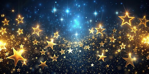 Wall Mural - abstract background with glowing stars in a dark sky, stars, glittering, celestial, space, universe,
