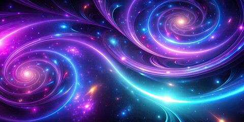 Wall Mural - glowing neon swirls in cosmic ultraviolet hues creating a mystical and futuristic background, neon, 