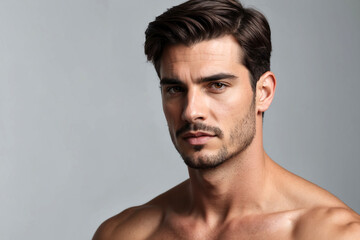 Wall Mural - Portrait of a handsome Greek male model with healthy and clean skin