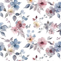 Sticker - Watercolor Floral Seamless Pattern