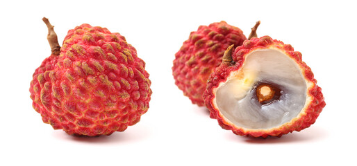 Sticker - Fresh lychee (Litchi chinensis) isolated on white background