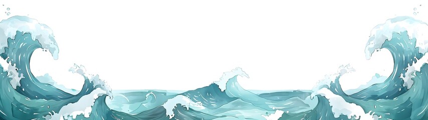 Canvas Print - Watercolor Illustration of Ocean Waves