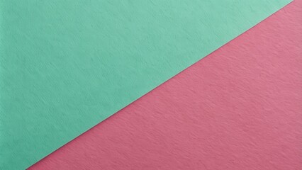 Pink and mint green paper texture background with diagonal division for template design, pink, mint green, paper