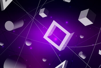 Poster - Dark Purple vector layout with circles, lines, rectangles.