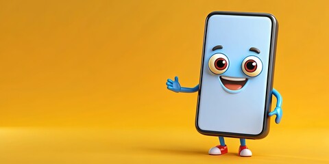 a smartphone mascot with face and eyes , mascot, smartphone,, technology, cute, character, digital, 