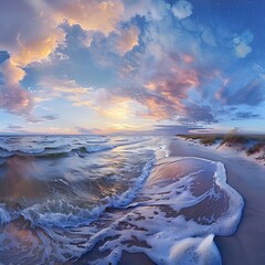 Wall Mural - Beautiful seascape. Sunset over the sea. 3d render