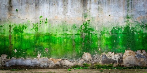 Weathered concrete wall with green stains, showing age and character, concrete, weathered, aged, wall, green, stains, texture