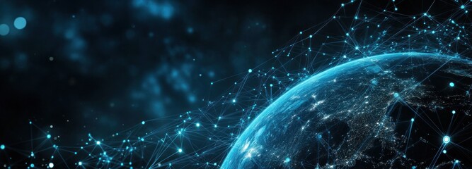Aufkleber - A Network of Connections Around a Blue Globe