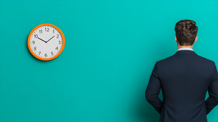 Businessman Looking at Time, Time Management Concept