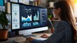 © Humeyra - A female analyst works with an information database to analyze marketing and sales data using a business analytics dashboard that includes charts metrics and KPIs