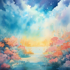 Wall Mural - watercolor painting of the sky