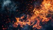 © tanibond - Fire flames on dark background illustraiton generated by ai