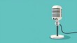 © Alpha - Basic microphone on a stand, minimalist style, clean and simple 2D vector illustration, nothing extra