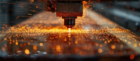 Sticker - Close-up of a metal-cutting machine with sparks