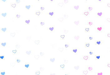 Poster - Light Blue, Red vector pattern with colorful hearts.