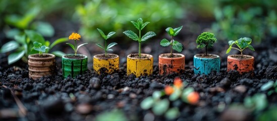 Wall Mural - Colorful Pots and Growing Plants