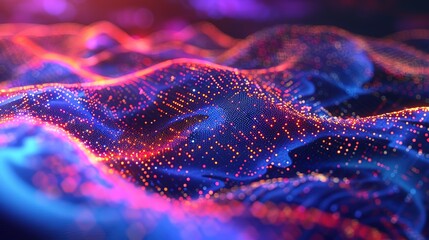 Poster - Wonderful Big data visualization, Digital background, Analytics representation, Wave of particles