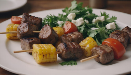 Wall Mural - lamb kebabs on a plate