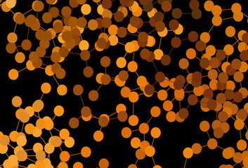 Poster - Dark Orange vector background with forms of artificial intelligence.