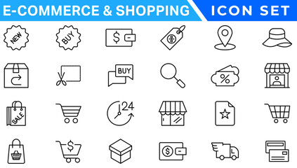 Poster - E-commerce avd Shopping icons collection set. Online shopping thin line icons. Shop icons vector