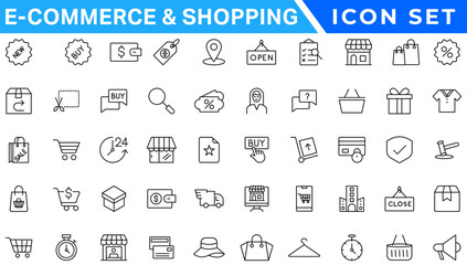 Poster - E-commerce avd Shopping icons collection set. Online shopping thin line icons. Shop icons vector