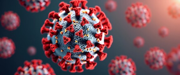 Wall Mural - Coronavirus, Covid-19, Virus, Microscopic, 3D, Illustration, Medical, Health,  Science, Research.