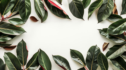 Poster - Frame of magnolia leaves background