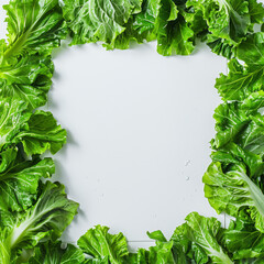 Wall Mural - Frame of romaine leaves background