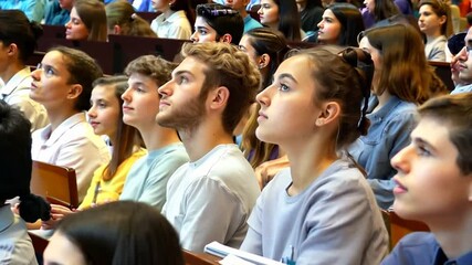 Poster - Students Engaged in Lecture at University Auditorium Generative AI