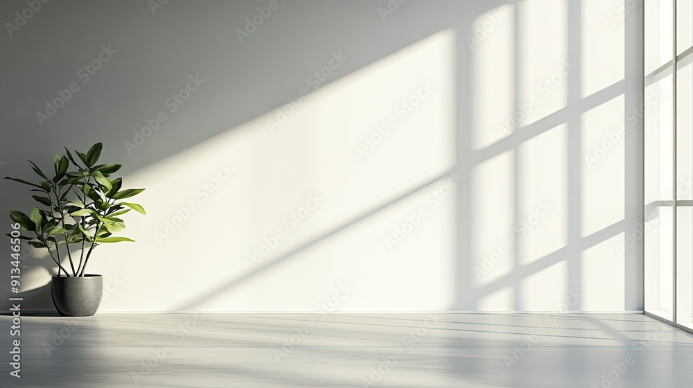 Minimalist background with a smooth, matte white wall and subtle shadow ...