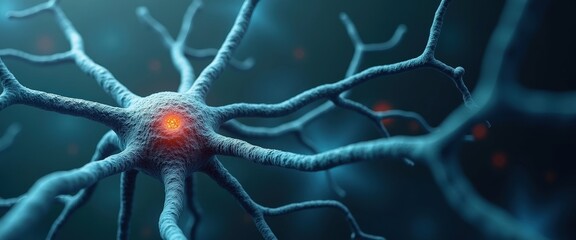 Wall Mural - Neuron Cell 3D Illustration.